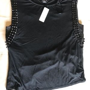 Black beaded dress tank